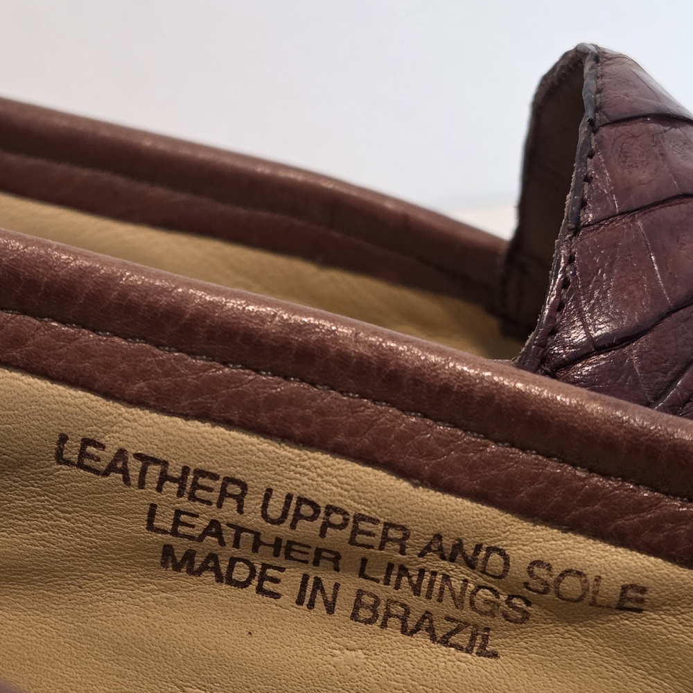 Genuine Caiman Alligator Imperial Loafers Brown Florsheim Imperial Mens Sz 38D - Picture 13 of 16